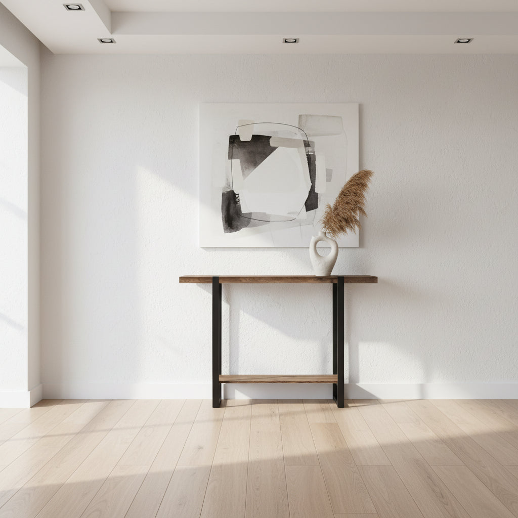 TABLE D'APPOINT - 48"L / ASPECT BOIS RÉCUPÉRÉ BRUN / NOIR