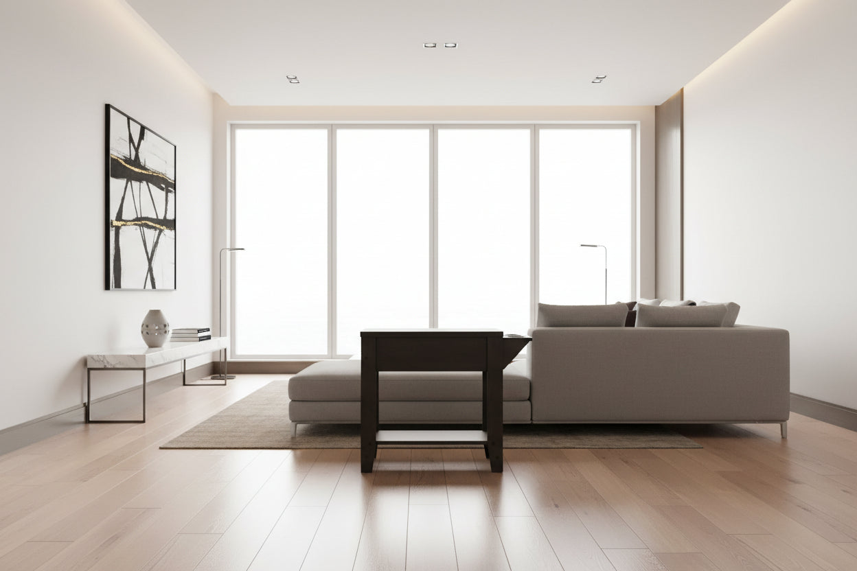 ACCENT TABLE - 23"H / ESPRESSO WITH A GLASS HOLDER