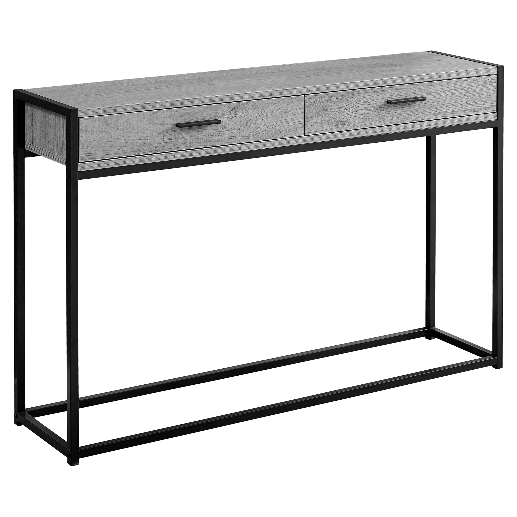 TABLE D'APPOINT - 48"L / CONSOLE D'ENTRÉE EN MÉTAL GRIS / NOIR