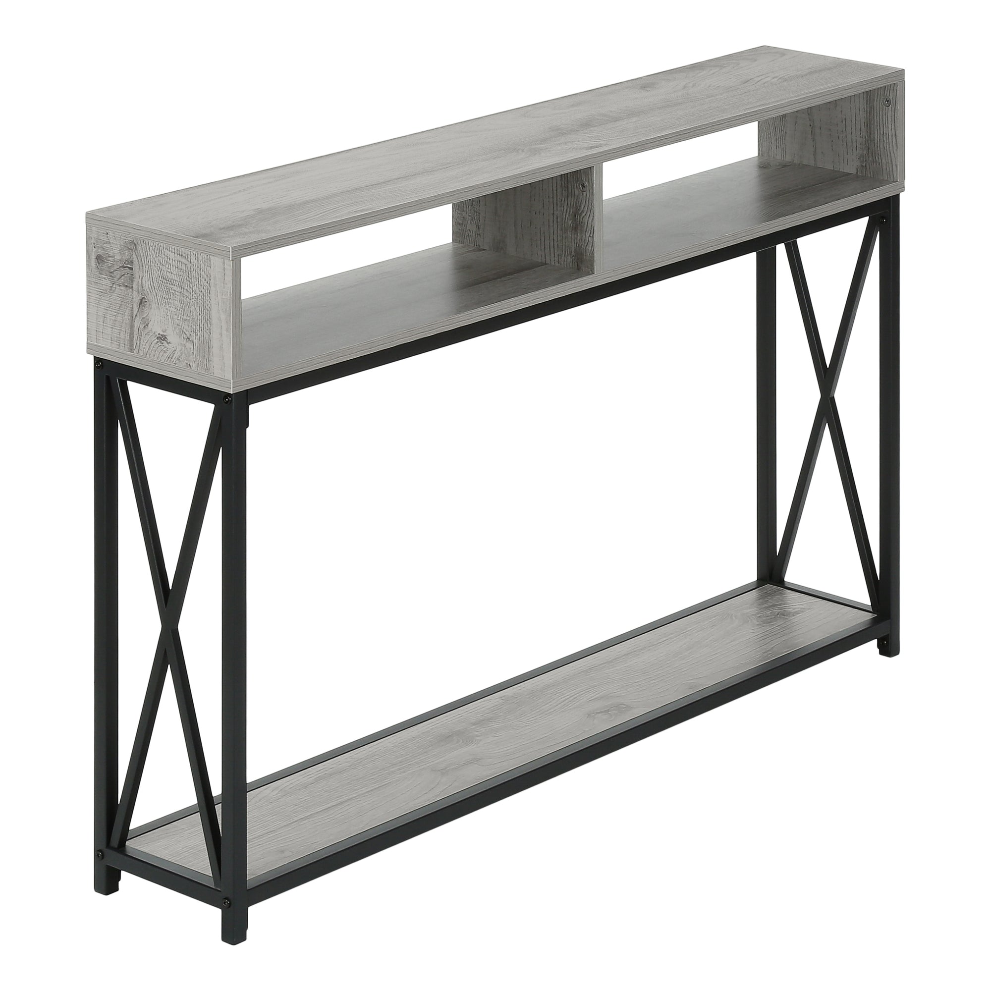 ACCENT TABLE - 48"L / GREY / BLACK METAL HALL CONSOLE