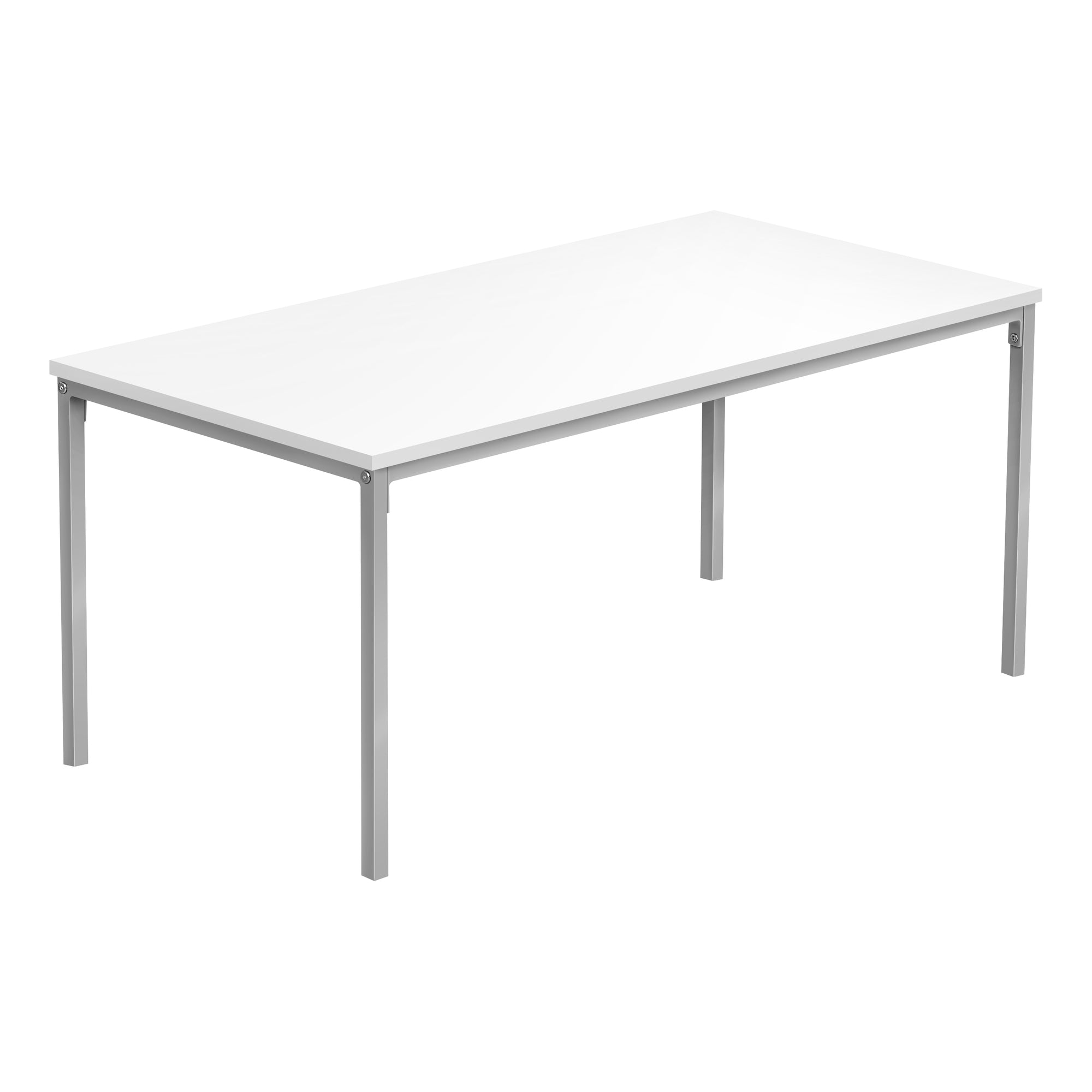TABLE BASSE - 40"L / BLANC / MÉTAL ARGENTÉ