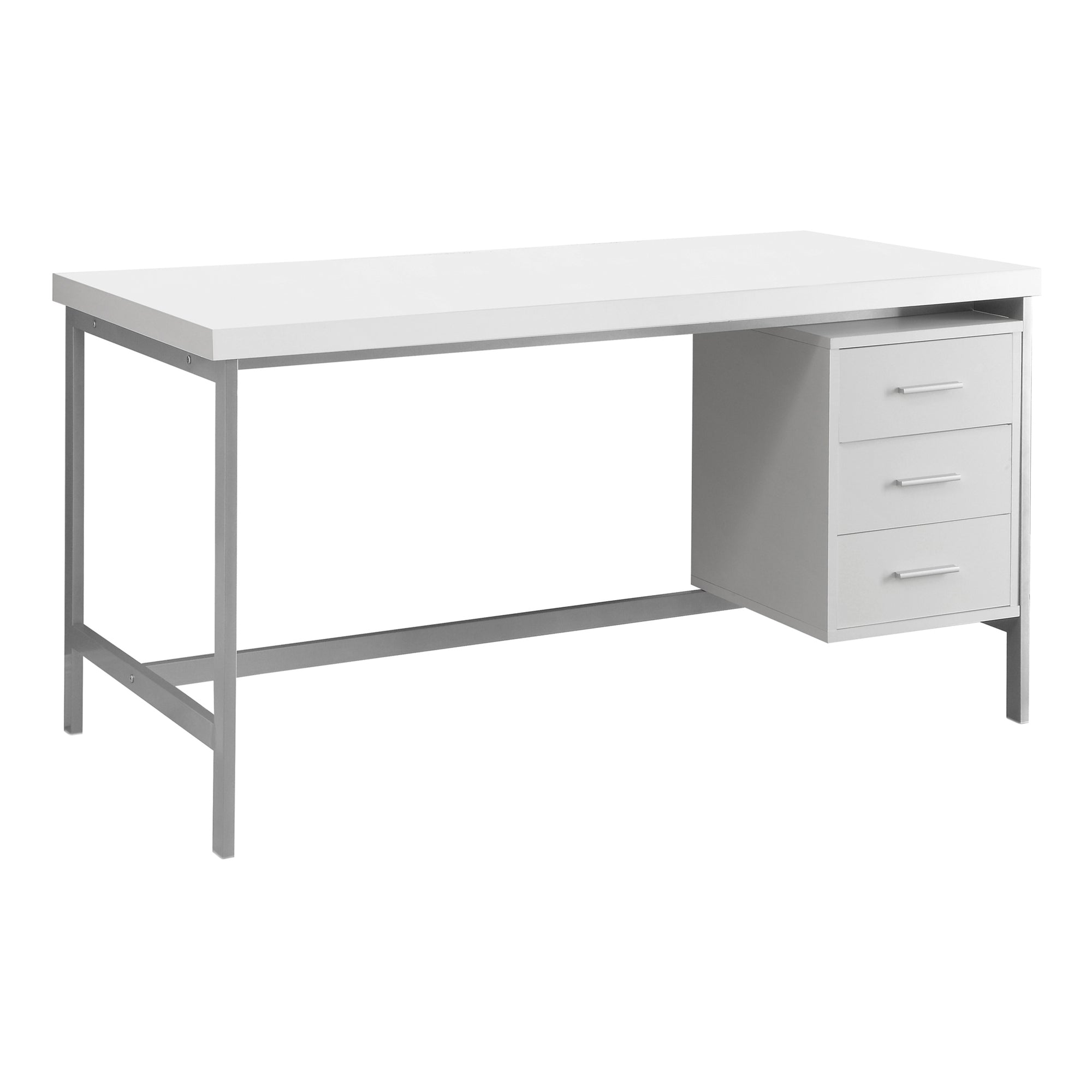 COMPUTER DESK - 60"L / WHITE / SILVER METAL