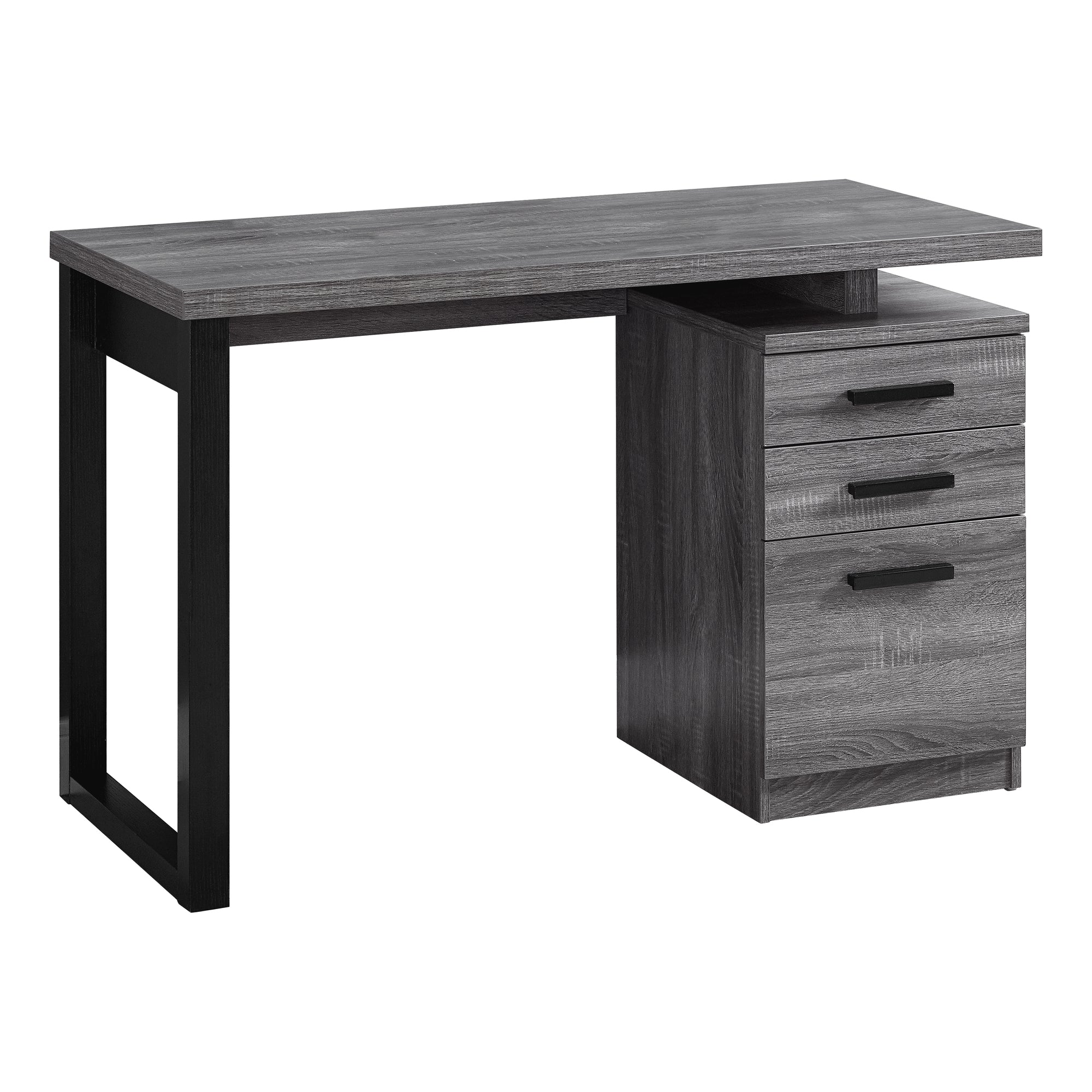 BUREAU D'ORDINATEUR - 48"L / GRIS-NOIR ORIENTÉ GAUCHE OU DROITE