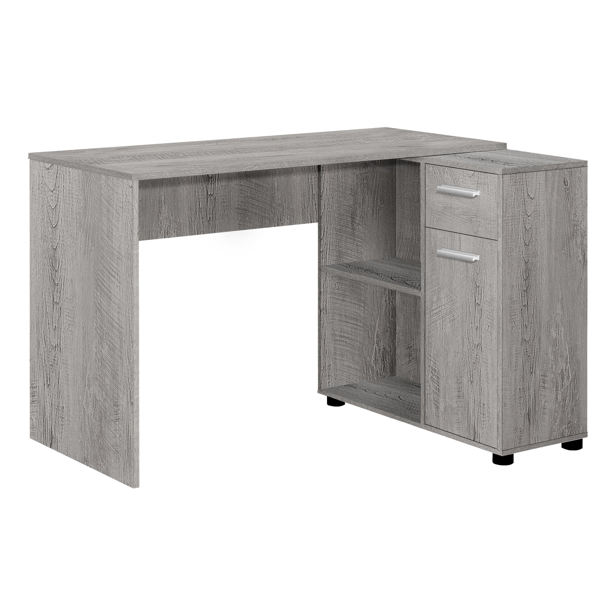 BUREAU D'ORDINATEUR - 46"L / GRIS INDUSTRIEL / ARMOIRE DE RANGEMENT