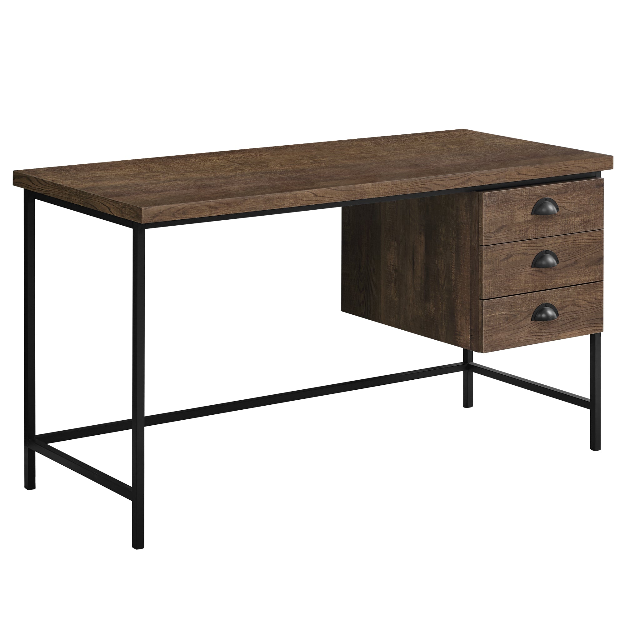 BUREAU D'ORDINATEUR - 55"L / BOIS RÉCUPÉRÉ BRUN / MÉTAL NOIR