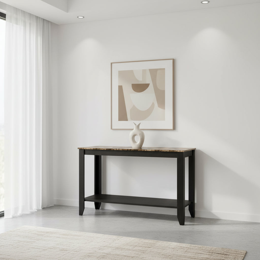 ACCENT TABLE - 44"L / ESPRESSO MARBLE TOP
