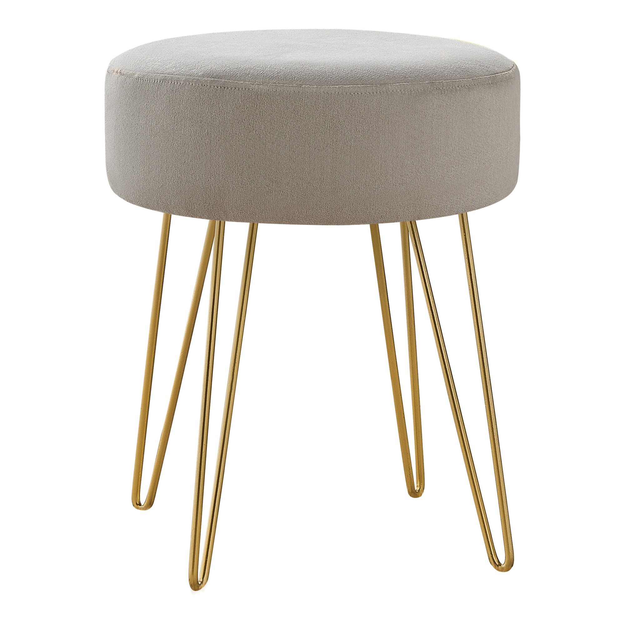 OTTOMAN - BEIGE FABRIC / GOLD METAL LEGS